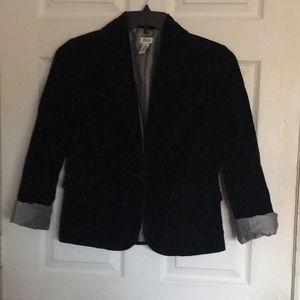 Black velvet blazer with silver satin lining